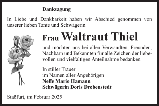 Traueranzeige von Waltraut Thiel 