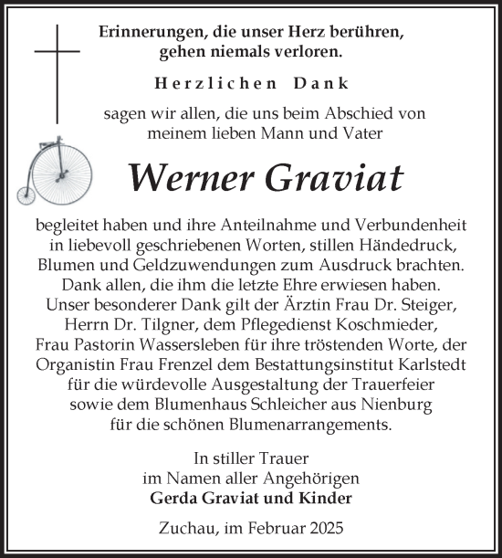 Traueranzeige von Werner Graviat von Volksstimme Schönebeck