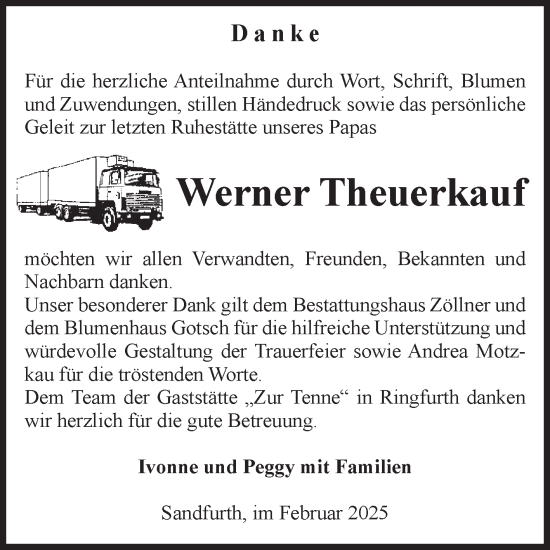 Traueranzeige von Werner Theuerkauf von Volksstimme Altmark Ost