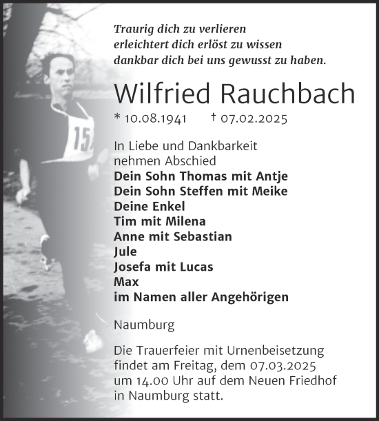 Traueranzeige von Wilfried Rauchbach von Super Sonntag Naumburg/Nebra