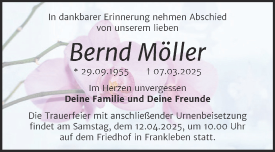 Traueranzeige von Bernd Möller von Trauerkombi Merseburg