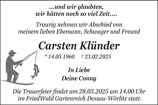 Traueranzeige von Carsten Klünder von Trauerkombi Dessau
