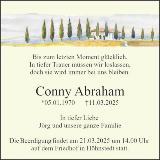 Traueranzeige von Conny Abraham von Mitteldeutsche Zeitung Halle/Saalkreis