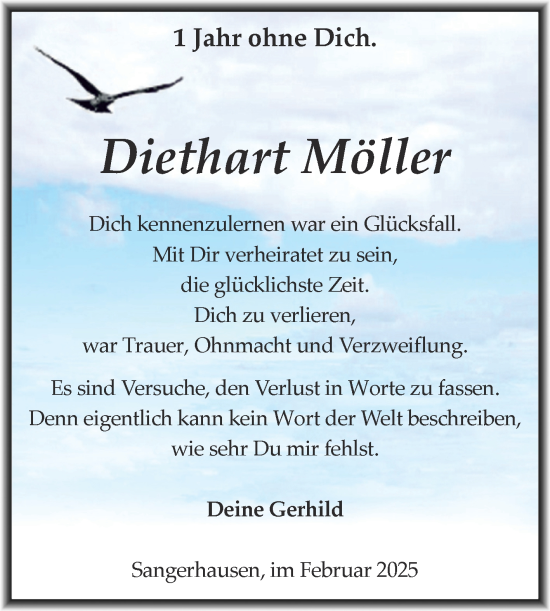 Traueranzeige von Diethart Möller von Trauerkombi Sangerhausen