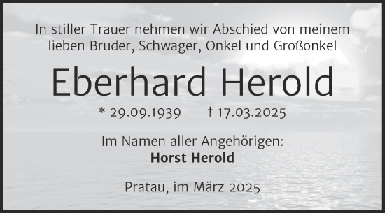 Traueranzeige von Eberhard Herold von Trauerkombi Wittenberg