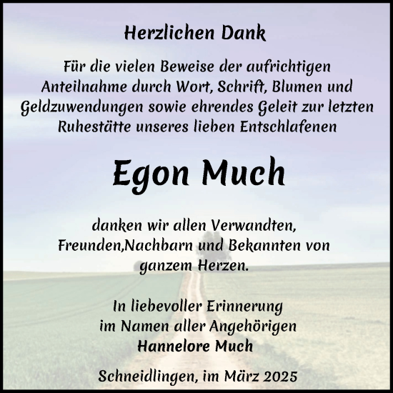 Traueranzeige von Egon Much 