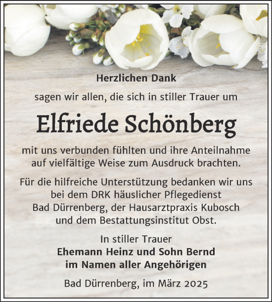 Traueranzeige von Elfriede Schönberg von Trauerkombi Merseburg