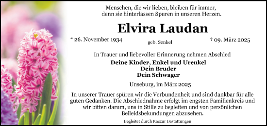 Traueranzeige von Elvira Laudan von Volksstimme Staßfurt