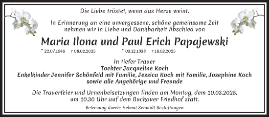 Traueranzeige von Familie Papajewski von Volksstimme Magdeburg