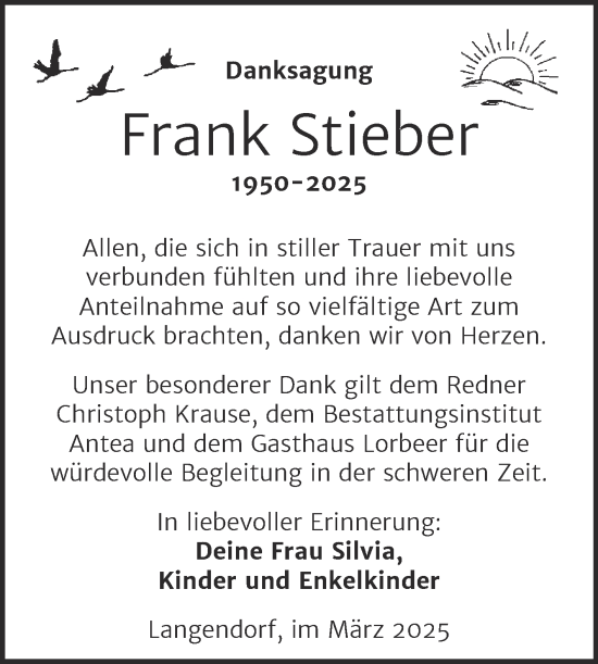 Traueranzeige von Frank Stieber von Trauerkombi Weißenfels