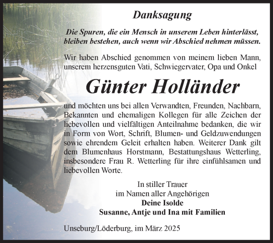 Traueranzeige von Günter Holländer von Volksstimme Staßfurt