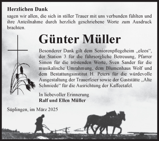 Traueranzeige von Günter Müller von Volksstimme Haldensleben/Wolmirstedt