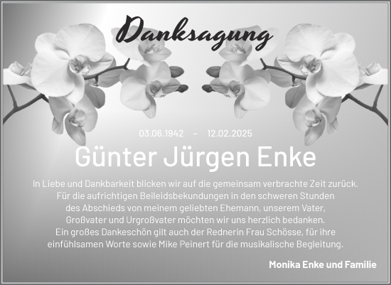 Traueranzeige von Günter Jürgen Enke von Trauerkombi Merseburg