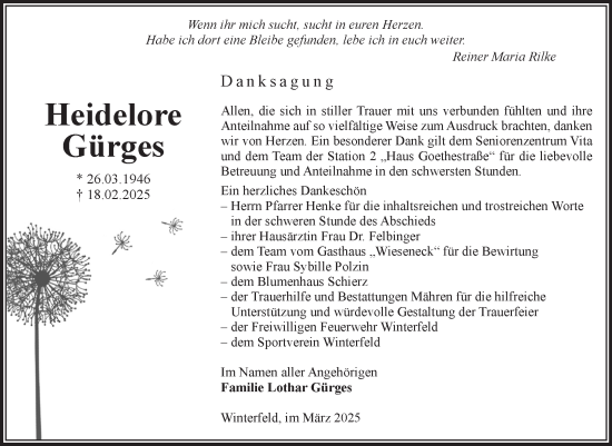 Traueranzeige von Heidelore Gürges von Volksstimme Altmark West