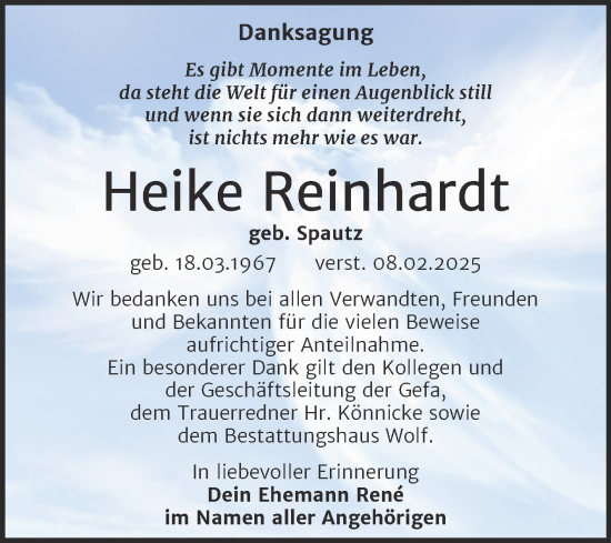 Traueranzeige von Heike Reinhardt von Trauerkombi Weißenfels
