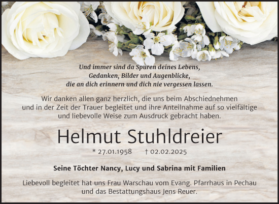 Traueranzeige von Helmut Stuhldreier von Volksstimme Magdeburg