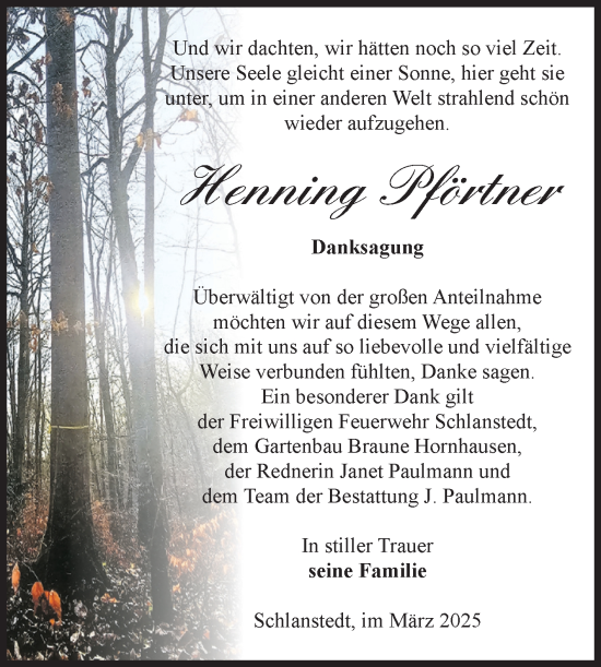 Traueranzeige von Henning Pförtner von Volksstimme Halberstadt