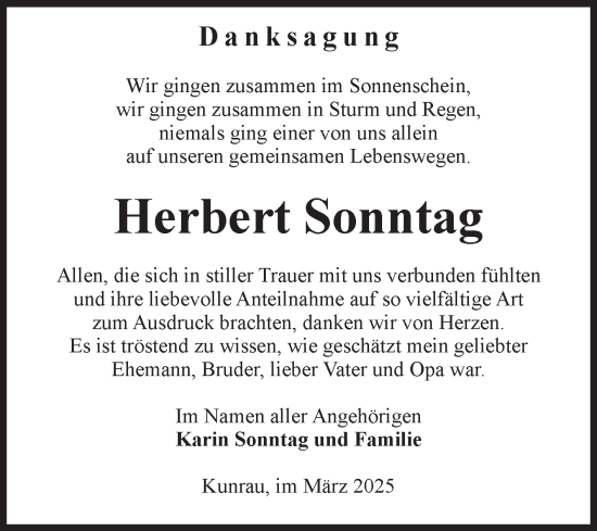 Traueranzeige von Herbert Sonntag von Volksstimme Altmark West