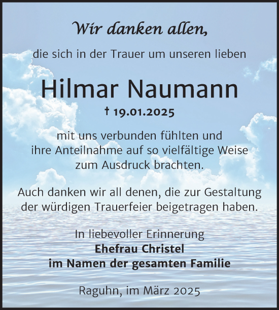 Traueranzeige von Hilmar Naumann von Trauerkombi Bitterfeld