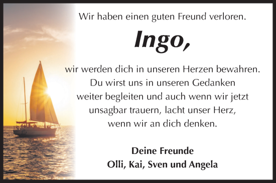 Traueranzeige von Ingo  von Volksstimme Wernigerode