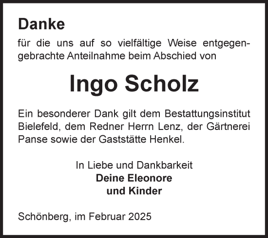 Traueranzeige von Ingo Scholz von Volksstimme Altmark Ost