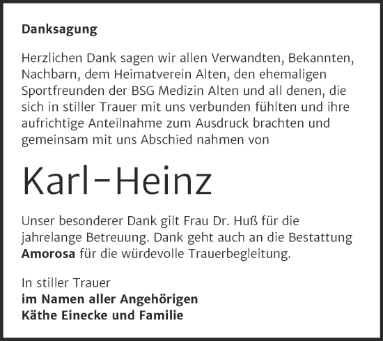 Traueranzeige von Karl-Heinz  von Trauerkombi Dessau