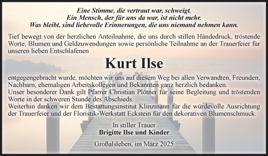 Traueranzeige von Kurt Ilse von Volksstimme Oschersleben/Wanzleben