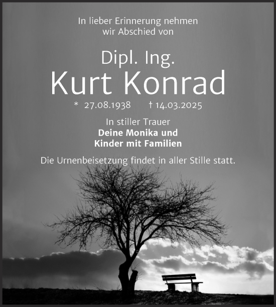 Traueranzeige von Kurt Konrad von Trauerkombi Wittenberg