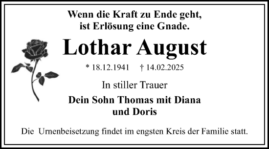 Traueranzeige von Lothar August von Trauerkombi Dessau