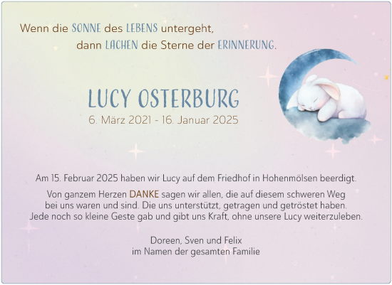 Traueranzeige von Lucy Osterburg von Trauerkombi Weißenfels