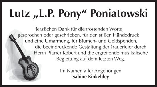 Traueranzeige von Lutz Poniatowski von Volksstimme Magdeburg