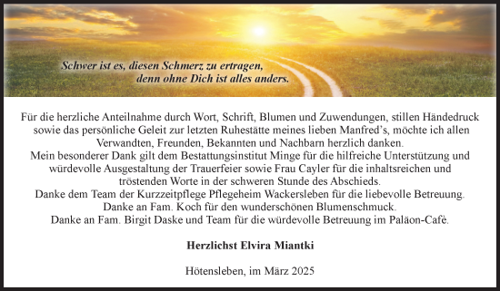 Traueranzeige von Manfred  von Volksstimme Oschersleben/Wanzleben
