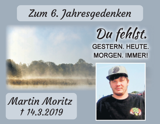 Traueranzeige von Martin Moritz von Volksstimme Haldensleben/Wolmirstedt