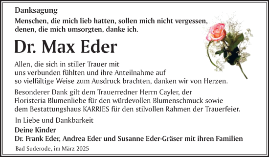 Traueranzeige von Max Eder von Trauerkombi Dessau