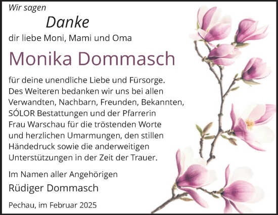 Traueranzeige von Monika Dommasch von Volksstimme Magdeburg