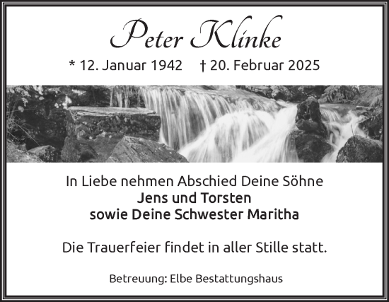 Traueranzeige von Peter Klinke von Volksstimme Magdeburg