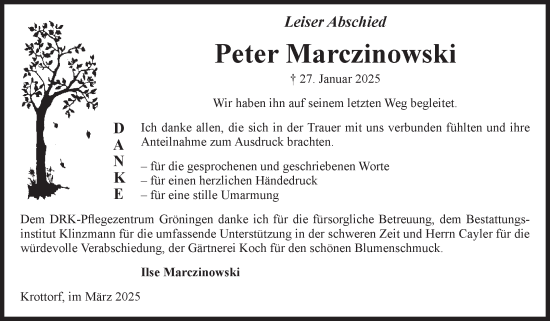 Traueranzeige von Peter Marczinowski von Volksstimme Oschersleben/Wanzleben