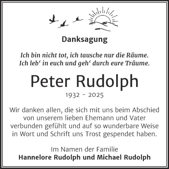 Traueranzeige von Peter Rudolph von Trauerkombi Weißenfels