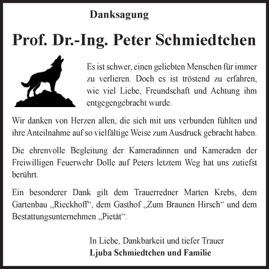 Traueranzeige von Peter Schmiedtchen von Volksstimme Magdeburg