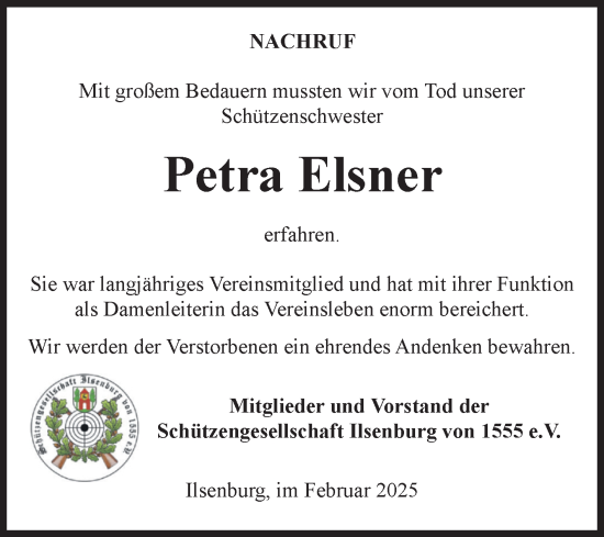 Traueranzeige von Petra Elsner von Volksstimme Wernigerode