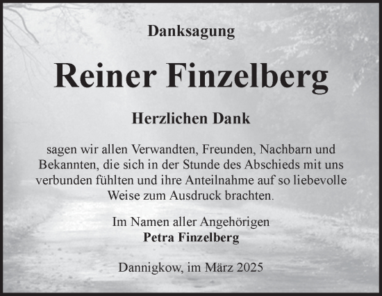 Traueranzeige von Reiner Finzelberg von Volksstimme Burg/Genthin