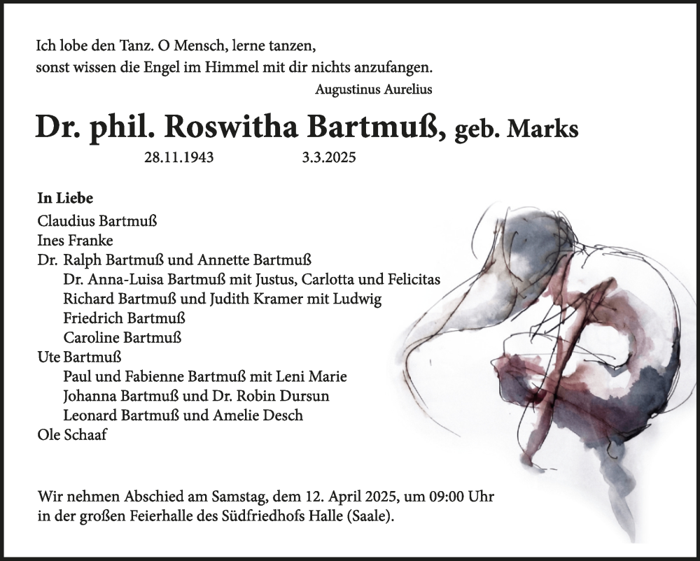  Traueranzeige für Roswitha Bartmuß vom 15.03.2025 aus Mitteldeutsche Zeitung Halle/Saalkreis