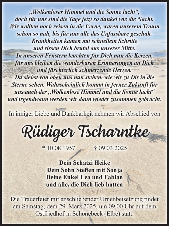 Traueranzeige von Rüdiger Tscharntke von Volksstimme Schönebeck