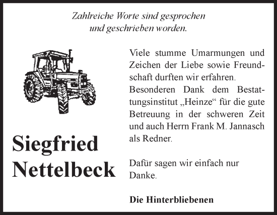 Traueranzeige von Siegfried Nettelbeck von Volksstimme Schönebeck