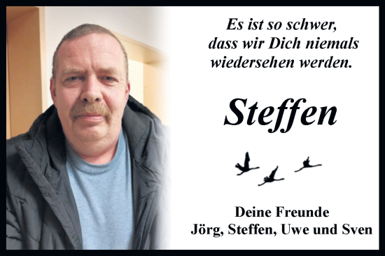 Traueranzeige von Steffen  von Trauerkombi Quedlinburg
