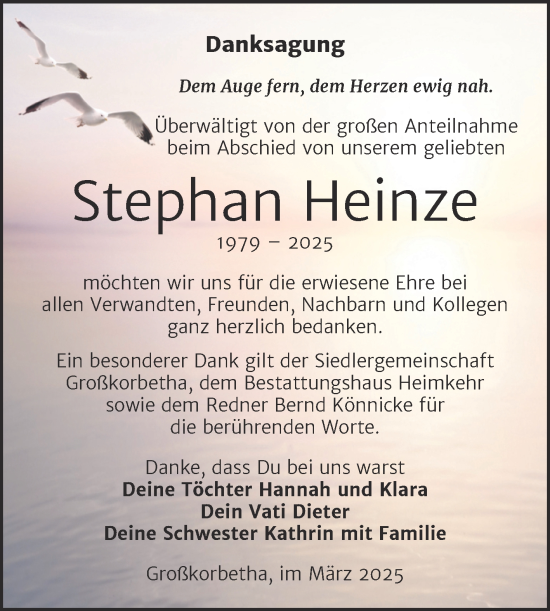 Traueranzeige von Stephan Heinze von Trauerkombi Weißenfels