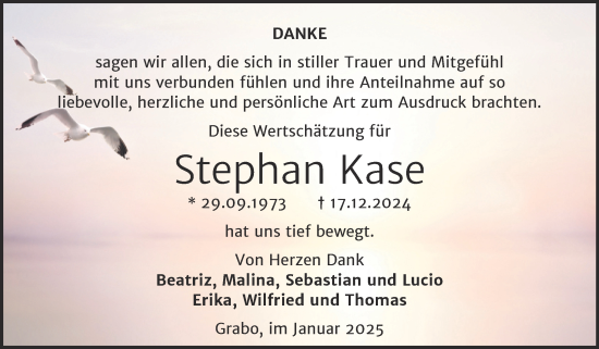 Traueranzeige von Stephan Kase von Trauerkombi Wittenberg