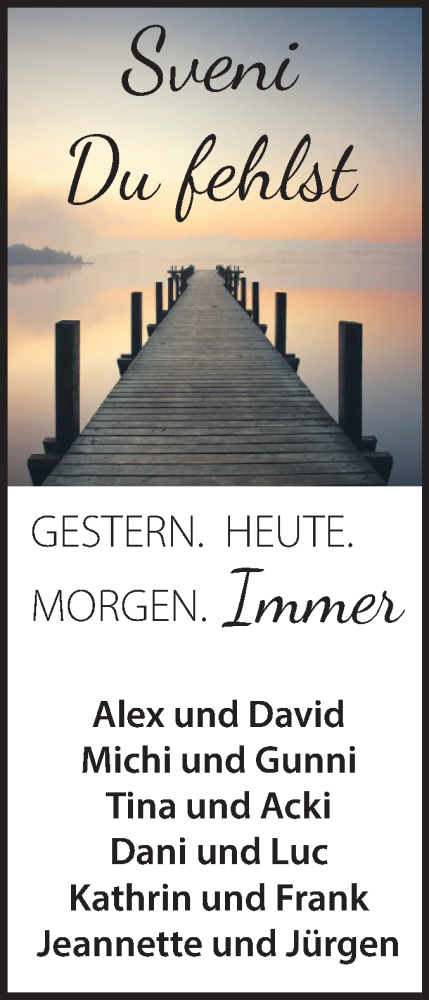 Traueranzeige von Sveni  von Volksstimme Magdeburg