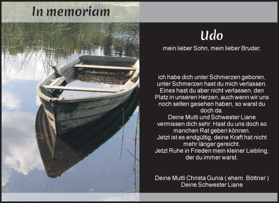 Traueranzeige von Udo  von Volksstimme Magdeburg