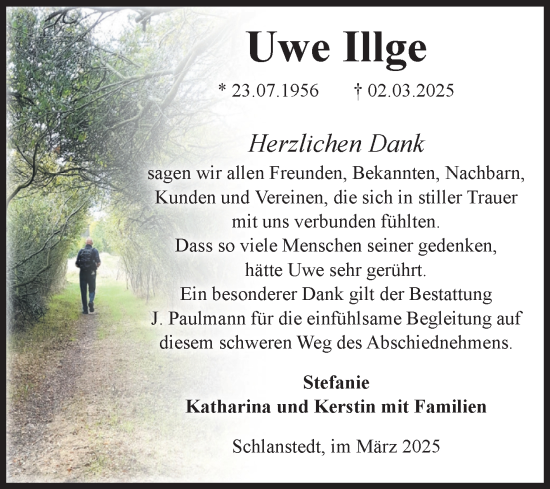 Traueranzeige von Uwe Illge von Volksstimme Halberstadt
